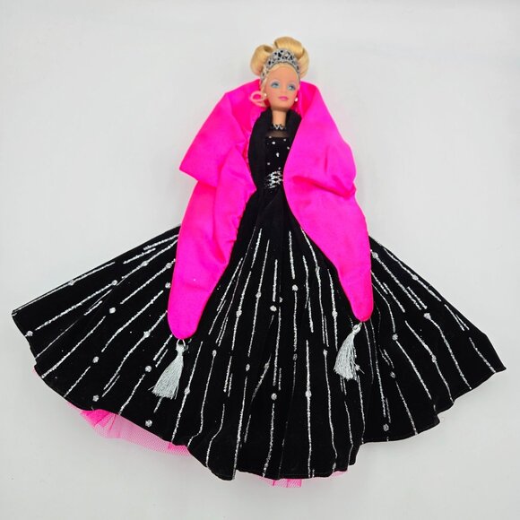 Barbie Doll 1998 Happy Holidays Special Edition Black Pink Silver Dress 20200 Ma - Picture 14 of 16